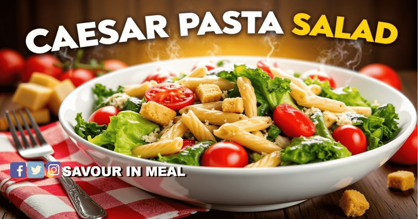 Easy Caesar Pasta Salad Recipe with Homemade Croutons