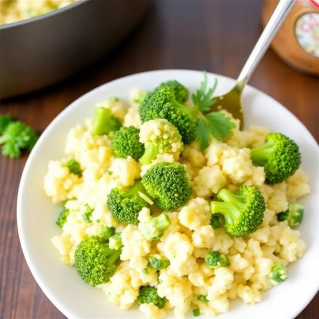 Cheesy Broccoli and Cauliflower Rice