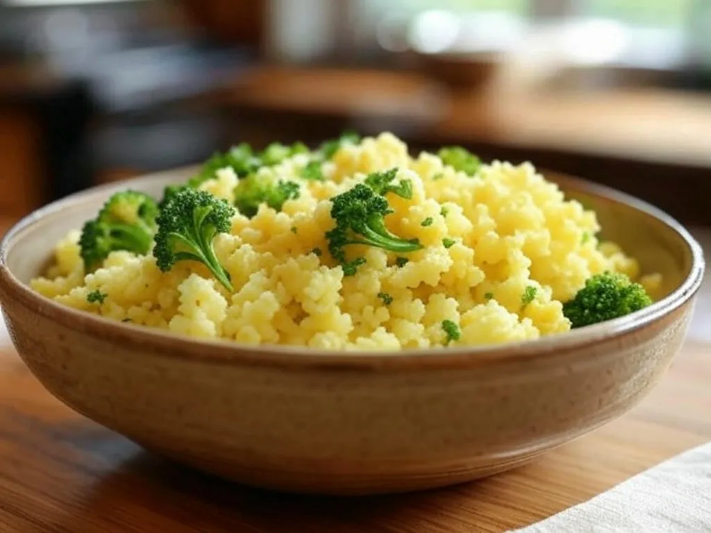 Delicious Cheesy Broccoli with Cauliflower Rice